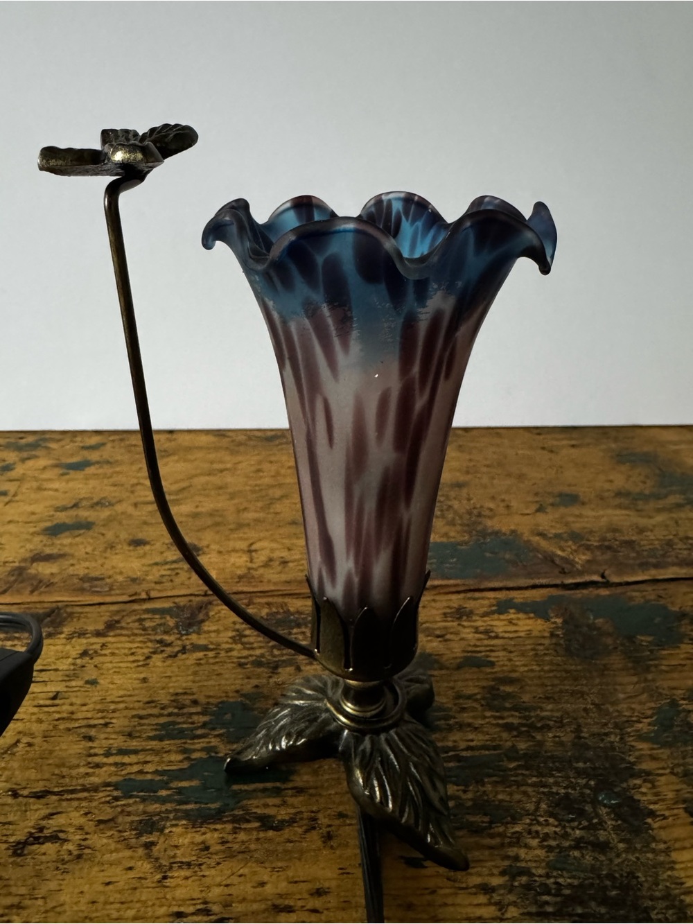 Metal and Glass Flower and Butterfly Lamp - Picture 6 of 11